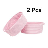 Cotton 2 Pcs Oval Basket Storage Basket For Clothes (Pink)