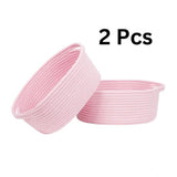 Cotton 2 Pcs Oval Basket Storage Basket For Clothes (Pink)