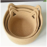 Cotton Cat Basket Pack of 3 Storage Basket For Clothes (Brown)