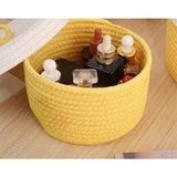 Yellow cotton storage basket, pack of 1 for clothing, ideal for bathroom, living room & kitchen organization