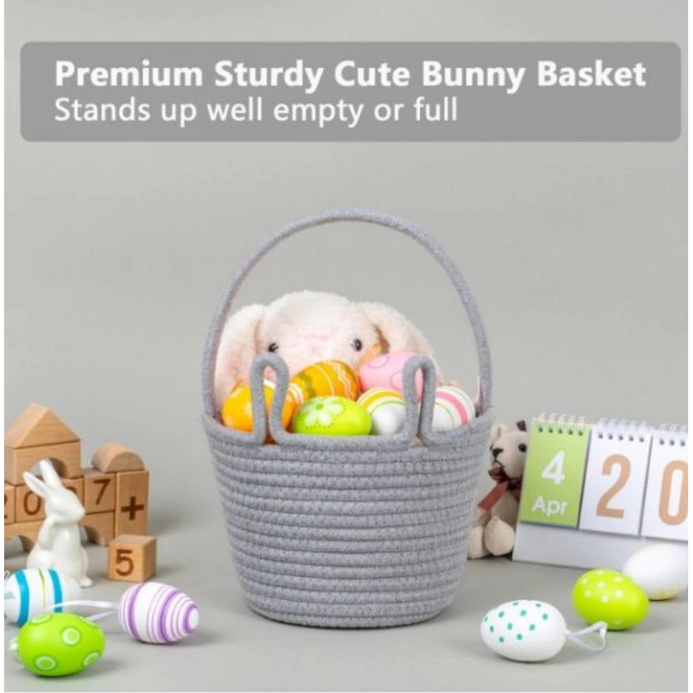 Grey cotton multi-purpose storage basket for clothes organizer, perfect for living room, kitchen, or bathroom use