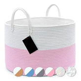 Cotton Laundry Basket Pack of 1 Storage Basket For Clothes (Pink)