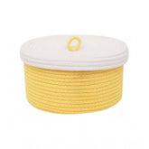 Yellow cotton storage basket with white lid (1 inch pack) for organizing clothes, living room, kitchen or bathroom