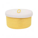 Yellow cotton storage basket with white lid (1 inch pack) for organizing clothes, living room, kitchen or bathroom
