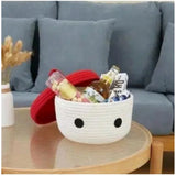 Cotton Box Red Lid Inch Pack of 1 Storage Basket For Clothes (White)