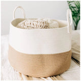 Cotton Laundry Basket Pack of 1 Storage Basket For Clothes (Beige)