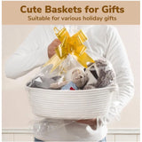 Cotton Gift Basket Pack of 1 Storage Basket For Clothes (White)