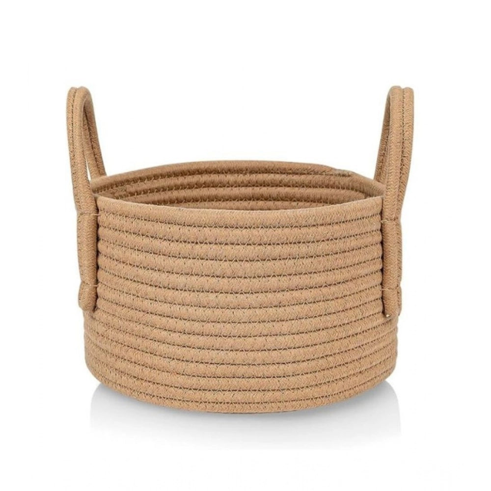 Beige cotton storage basket pack of 1, ideal for organizing clothes, bathroom, kitchen, living room, or kids' toys