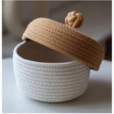 Beige cotton storage basket for clothes (white), perfect organizer for bathroom, living room, or kitchen