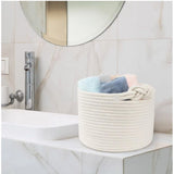 Cotton White Inch Pack of 1 Storage Basket For Clothes (White)