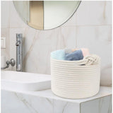 White cotton storage basket pack of 1 for clothes organizer, perfect for bathroom, living room, or kitchen use