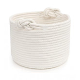 White cotton storage basket pack for clothes - ideal for bathroom, living room, kitchen organization