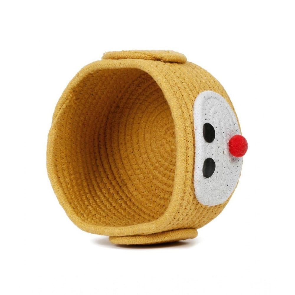 Yellow cotton pen holder pack, versatile storage basket for bathroom, living room, kitchen organization