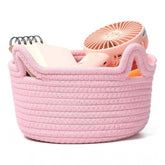 Pink cotton storage basket pack of 1 for clothes organizer, perfect for living room, bathroom, or kitchen