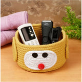 Yellow cotton pen holder pack, multi-purpose storage basket for bathroom, living room & kitchen