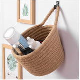 Cotton Hanging Storage Small Basket Pack of 3 Storage Basket For Clothes (Brown)
