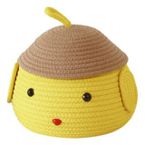 Cotton lid Pack of 1 Storage Basket For Clothes (Yellow)
