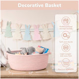 Cotton Baby Gift Basket Pack of 1 Storage Basket For Clothes (Pink)