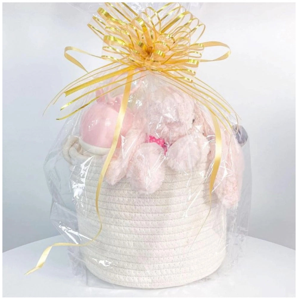 White cotton storage basket for clothes, multi-purpose organizer for bathroom, living room & kitchen, pack of 1 inch tall