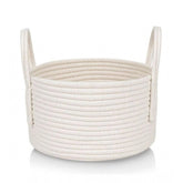White cotton storage basket pack of 1, versatile organizer for bathroom, living room, kitchen, or kid's toys
