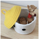 Cotton yellow lid inch storage basket (white) for clothes multi-purpose organizer