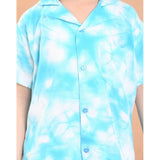 Sky Blue twill cotton printed short sleeve shirt & shorts set for boys on display