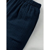 Navy popcorn patterned boy's short sleeve shirt & shorts set