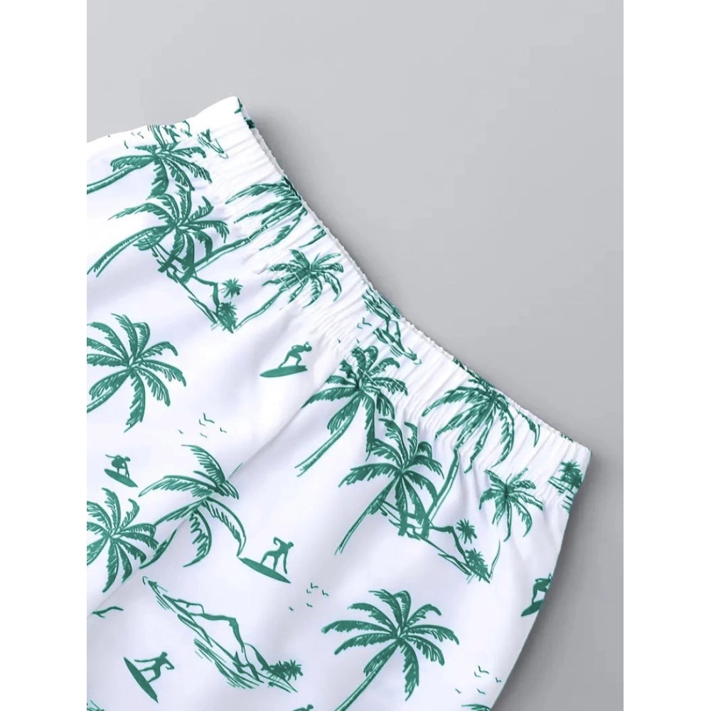 Sky twill cotton printed short sleeve shirt & shorts set for boys