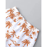 Brown twill cotton print short sleeve shirt and shorts set for boys, collar neck, short sleeves on display