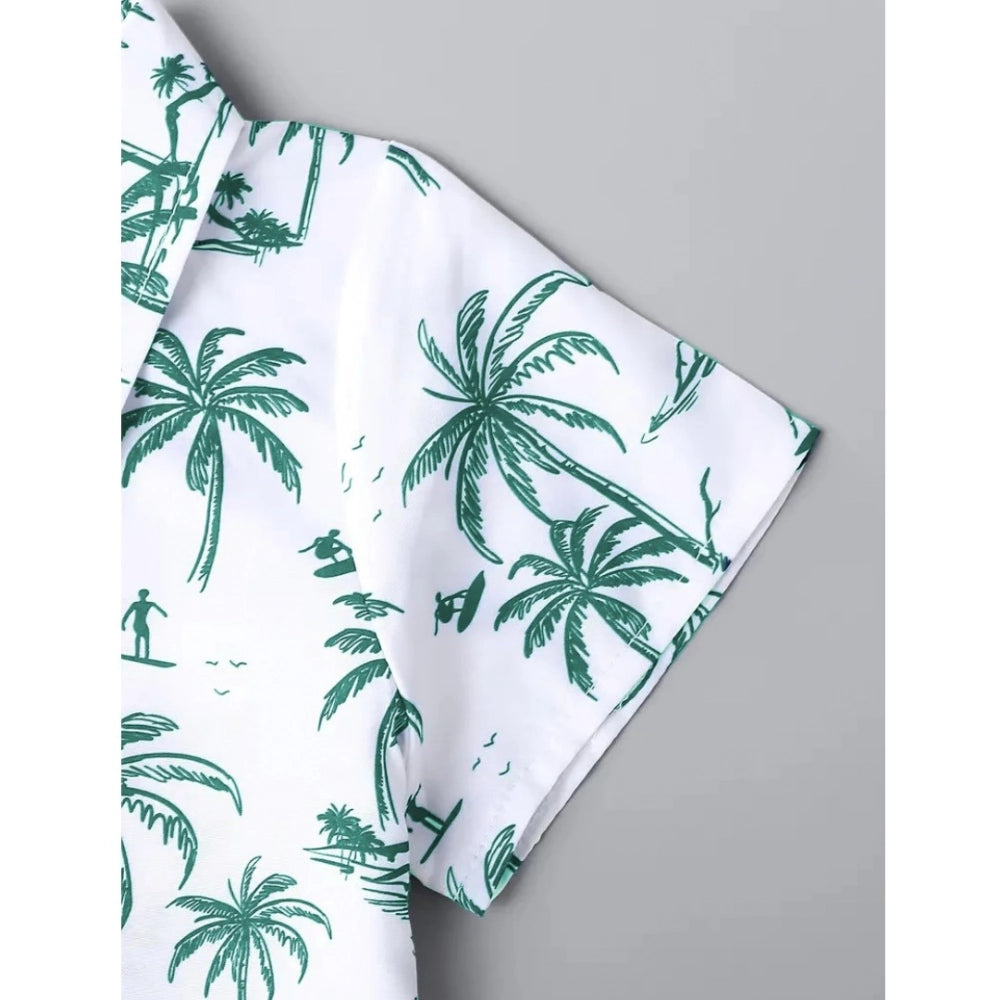 Sky twill cotton printed short sleeve shirt & shorts set for boys on display