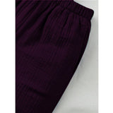 Wine popcorn solid shirt-short set for boys, short sleeve collared shirt and matching shorts on display