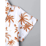 Brown twill cotton printed short sleeve shirt and shorts set for boys on display