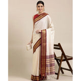 Maroon cotton silk checkered saree with unstitched blouse, 5.5mtr - traditional Indian women's clothing accessory