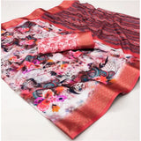 Multicolor printed cotton silk saree with unstitched blouse (5.5mtr)