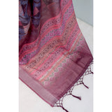Pink linen digital print saree with unstitched blouse (5.5mtr), vibrant Indian fashion accessory