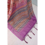 Purple linen digital print saree with unstitched blouse (5.5mtr), vibrant design for women's traditional Indian wear