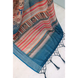 Multicolor linen digital print saree with unstitched blouse, vibrant Indian fashion accessory for women (5.5mtr)