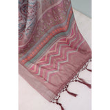 Brown linen digital print saree with unstitched blouse (5.5mtr), vibrant Indian fashion accessory on display