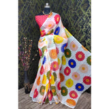 Red cotton linen woven saree with unstitched blouse (5.5mtr), traditional Indian women's fashion accessory