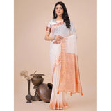 White linen cotton printed saree with unstitched blouse (5.5Mtr)