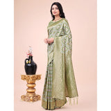 Mhendi Green cotton printed saree with unstitched blouse (5.5Mtr), vibrant floral design for traditional Indian wear