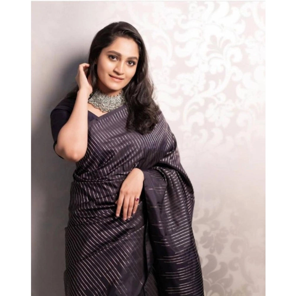 Black silk printed saree with unstitched blouse (5.5mtr), high-quality traditional attire for women