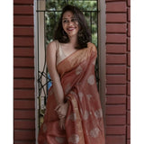 Maroon silk printed saree with unstitched blouse (5.5mtr), elegant Indian women's wear on display