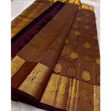 Maroon silk printed saree with unstitched blouse, intricate design on 5.5mtr fabric