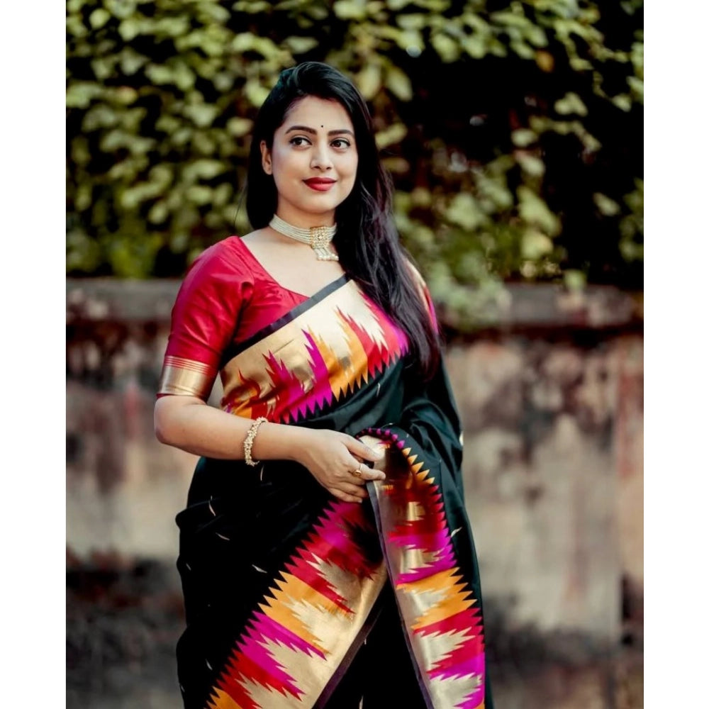 Multicolor silk printed saree with unstitched blouse (5.5mtr), intricate patterns on traditional Indian attire