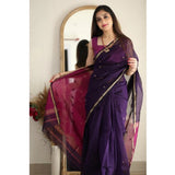 navy blue cotton printed saree with unstitched blouse, close-up detail of intricate design