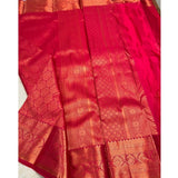 Rani Pink silk printed saree with unstitched blouse (5.5mtr), luxurious eastern wear for women on display