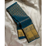 Silk printed Rama saree with unstitched blouse, vibrant pattern on 5.5mtr length