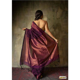 Wine silk printed saree with unstitched blouse (5.5Mtr), luxurious Indian wear for women