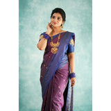 Purple silk printed saree with unstitched blouse (5.5mtr), elegant Indian women's attire for special occasions